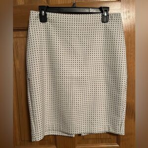 Express White Pencil Skirt with Black Eyelet Dot Pattern